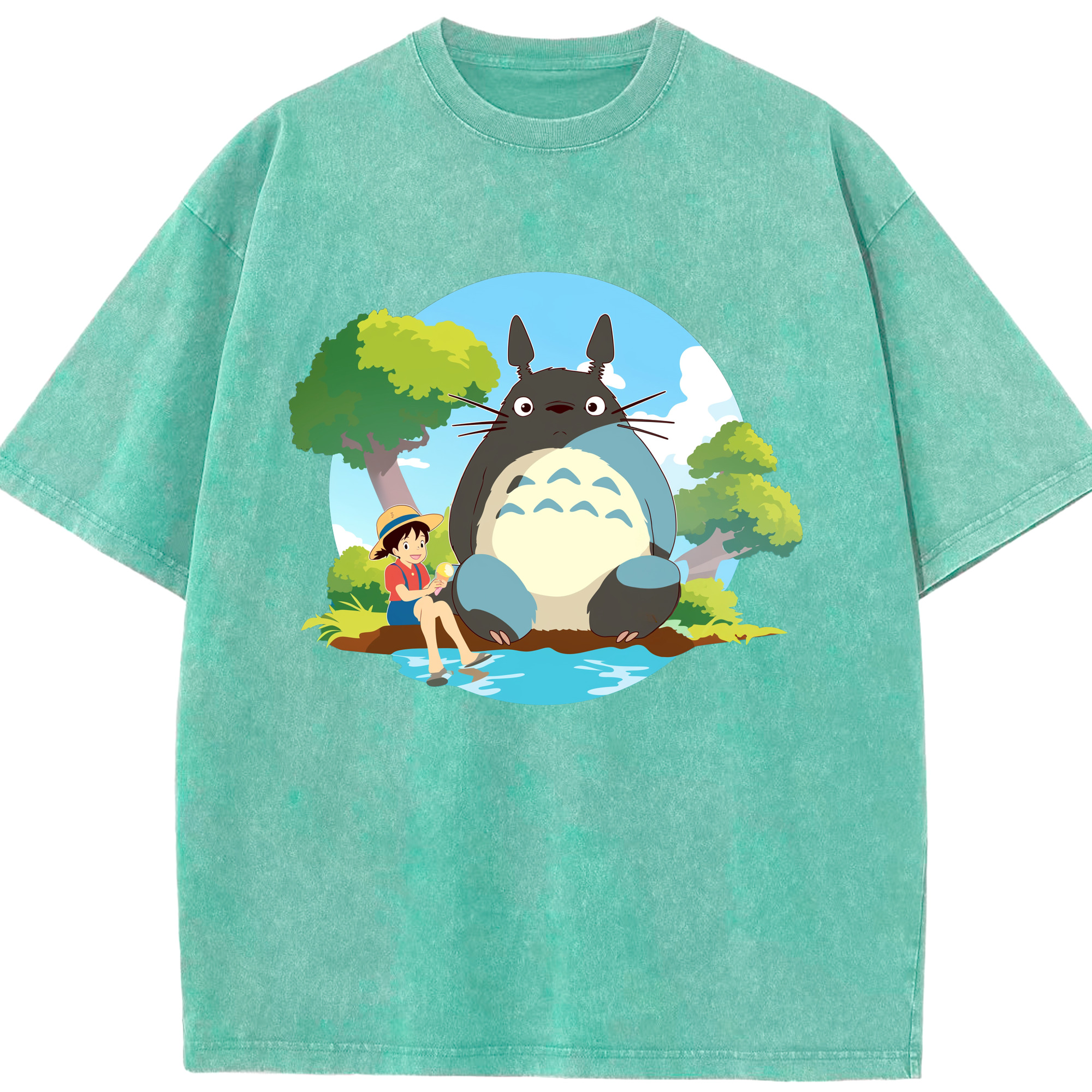 （画像用） となりのトトロ 草壁メイ 草壁サツキ My Neighbor Totoro Satsuki Kusakabe Mei Kusakabe 綿100% ヴィンテージ風 半袖Tシャツ（フロントプリント）